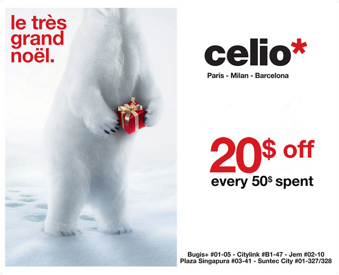 celio* Christmas S$20 voucher with every S$50 spent