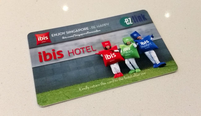 EZLINK card provided to guests at Ibis Bencoolen Singapore