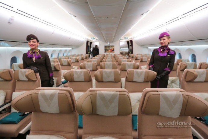 Inside Etihad Airways new Dreamliner.