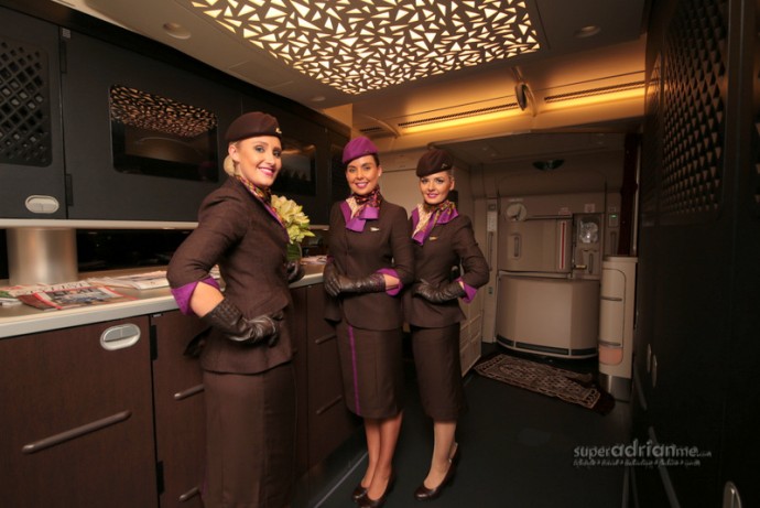 Etihad Airways' Female cabin crew and cabin manager in their new uniforms.