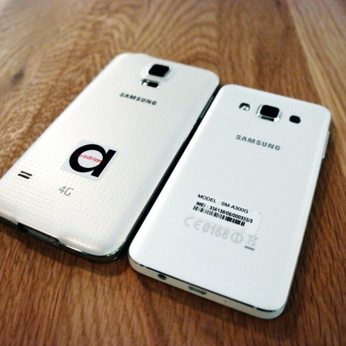 Samsung Galaxy S5 vs A3 back