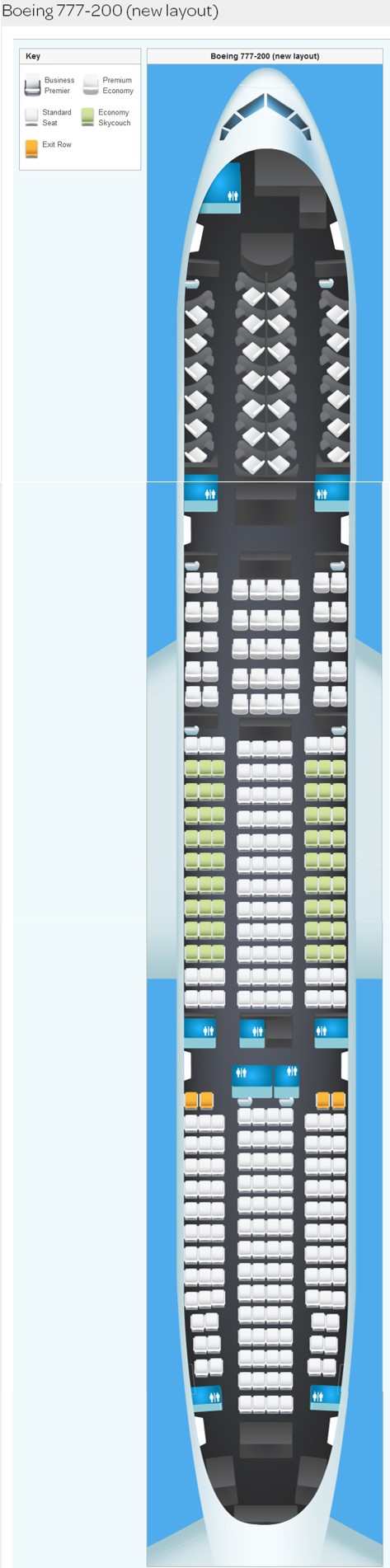 Air New Zealand Boeing 777-200 ER Seat Layout