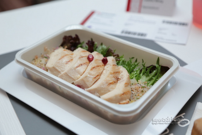 Qantas new Economy Dining - Grilled Chicken Salad with Quinoa and Pomegranate