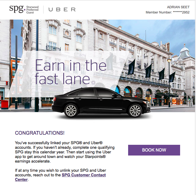SPG Uber Signup Confirmation
