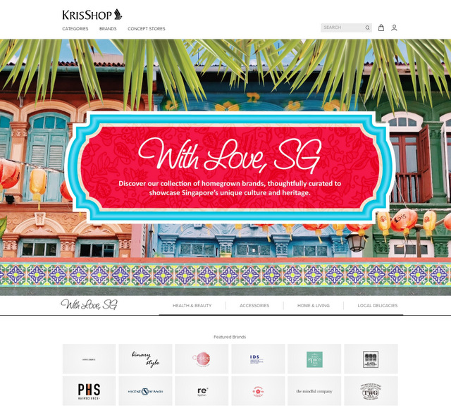 Screengrab of With Love, SG page from KrisShop.com
