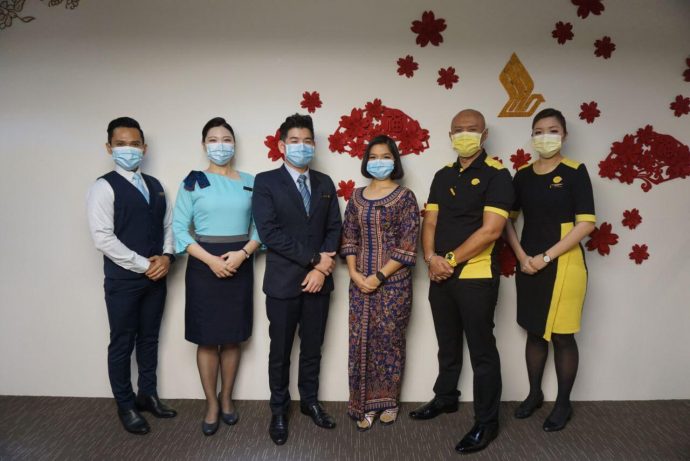 Cabin Crew from all three passenger airlines within the SIA Group – Singapore Airlines, SilkAir and Scoot – operating the flights with a full complement of vaccinated pilots and cabin crew. (SIA Group photo)