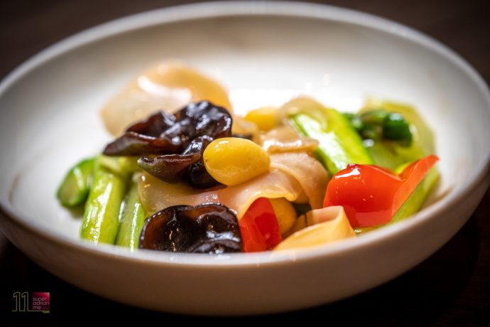 Stir-Fried Asparagus, Fungus and Lotus Root