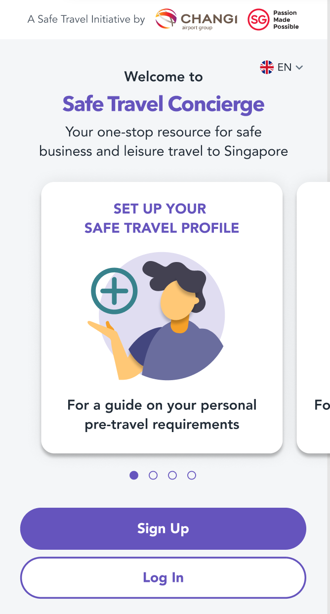 Safe Travel Concierge - Registration page