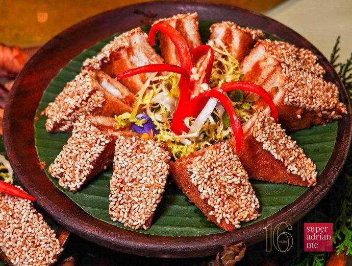 Crystal Jade Group - National Day 2026 Dishes -191132 | SUPERADRIANME.com Sesame Otah Prawn Toast at Crystal Jade Golden Palace in Paragon